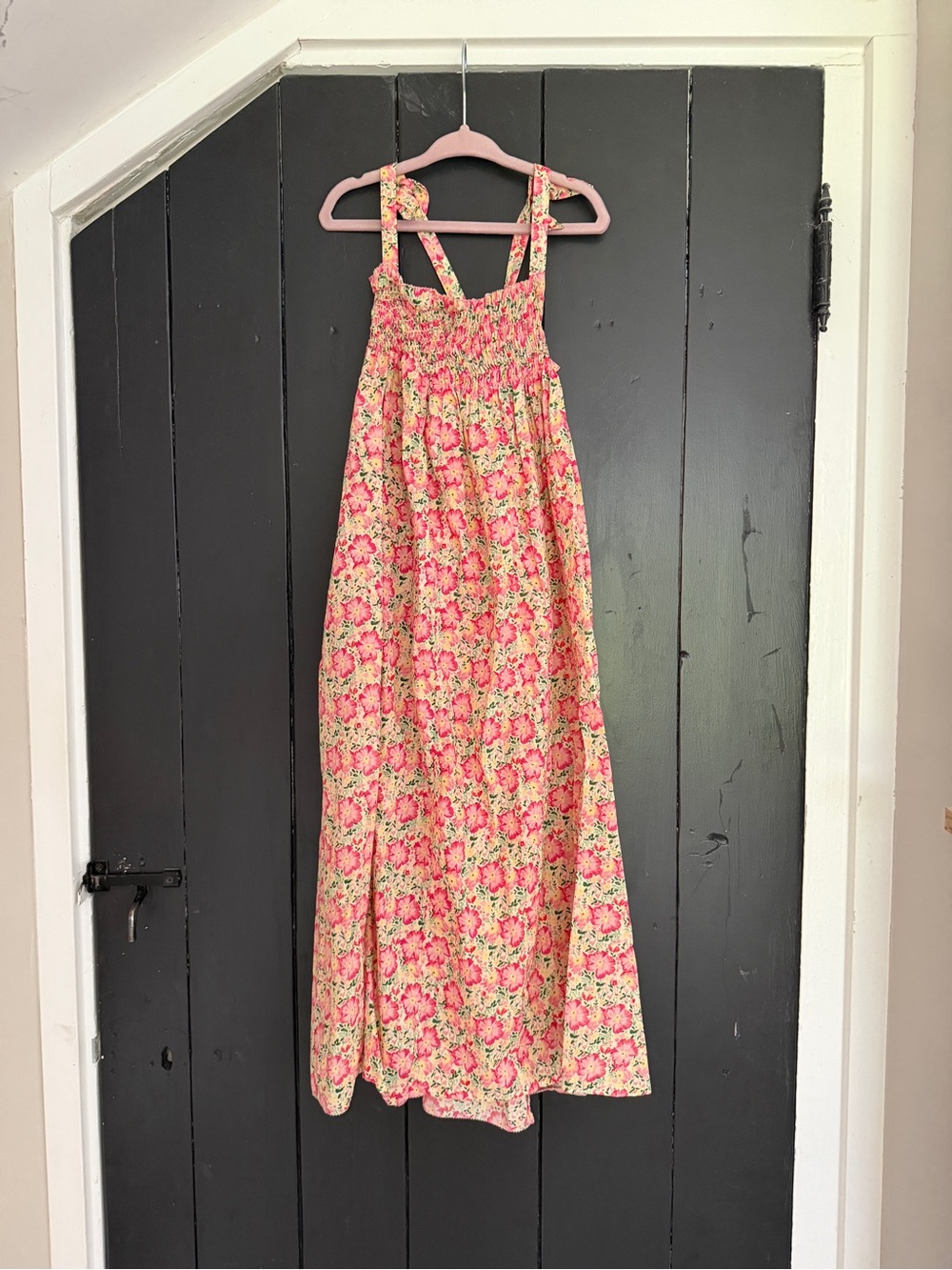 Girls Pink Floral Maxi Dress with Adjustable Straps